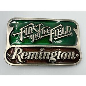 Remington First in The Field  Hunting Sports Vintage Belt Buckle Made In The USA